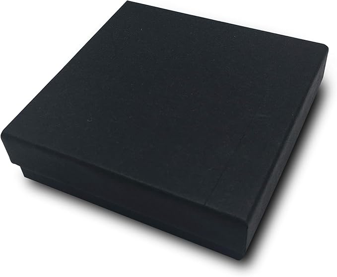 TheDisplayGuys - 100-Pack #33 Cotton Filled Cardboard Paper Jewelry Boxes Gift Case - Matte Black (3.5" x 3.5" x 1.0") - for Shipping or Storage