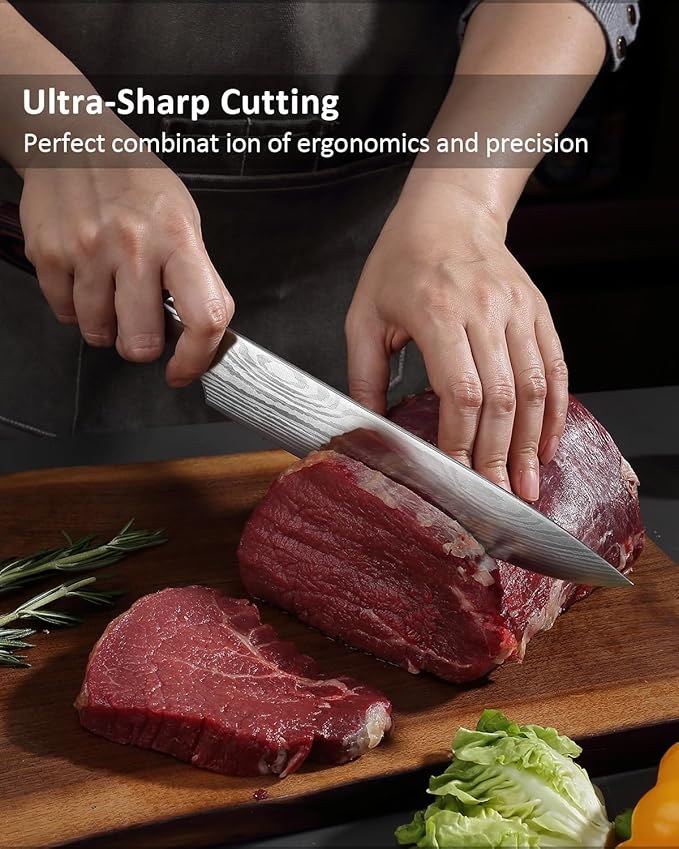 PAUDIN Chef Knife - 9 Inch Sharp Kitchen Knife with Sheath, High Carbon Stainless Steel Japanese cooking knives with Ergonomic Handle, Premium Gift Box