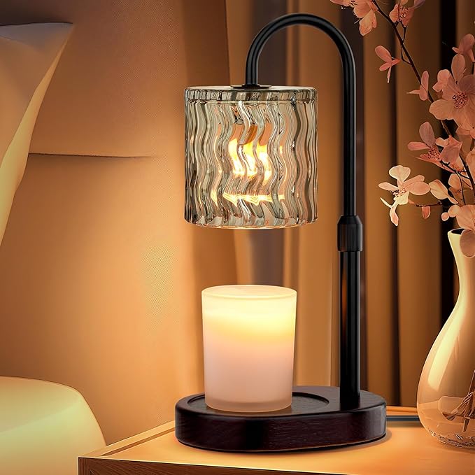 Candle Warmer Lamp Electric Timer: Dimmable Candles Warming Lamps - Height Adjustable Burner Jar - No Flame Scented Melts Wax - All Candle Jars Home Decor Table Light