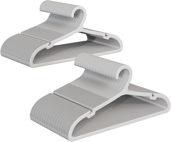 100 Pack Clothes Hangers, Non Slip Plastic Coat Hangers, Space Saving, Heavy Duty, Hanging Dry Wet Clothes, 16.4" x 8.3", Gray, UAPY05100G