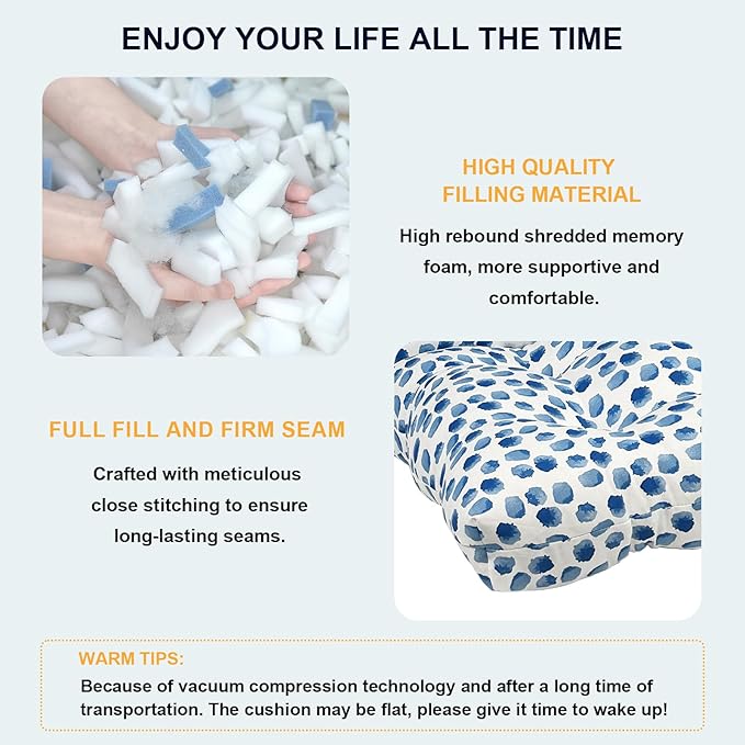 Set of 2 Outdoor High Back Chair Cushions 44"x 22",Water Repellent Rocking Seat Cushions Replacement, Seat/Back Chair Cushions for Patio,Porch,Balcony and Indoor - Brush Blue