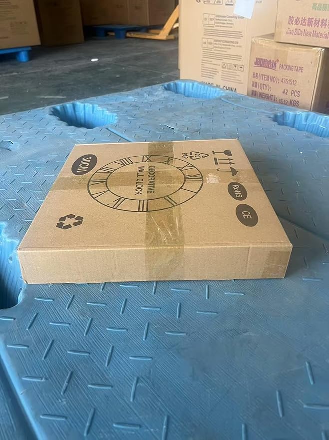 Maxstar Wall Clock Battery Operated,Silent Non-Ticking Modern Rustic Metal Round Clocks Small for Living Room/Bedroom/Office/Kitchen/Farmhouse Home Decor-12 Inch(Yellow-Wood)