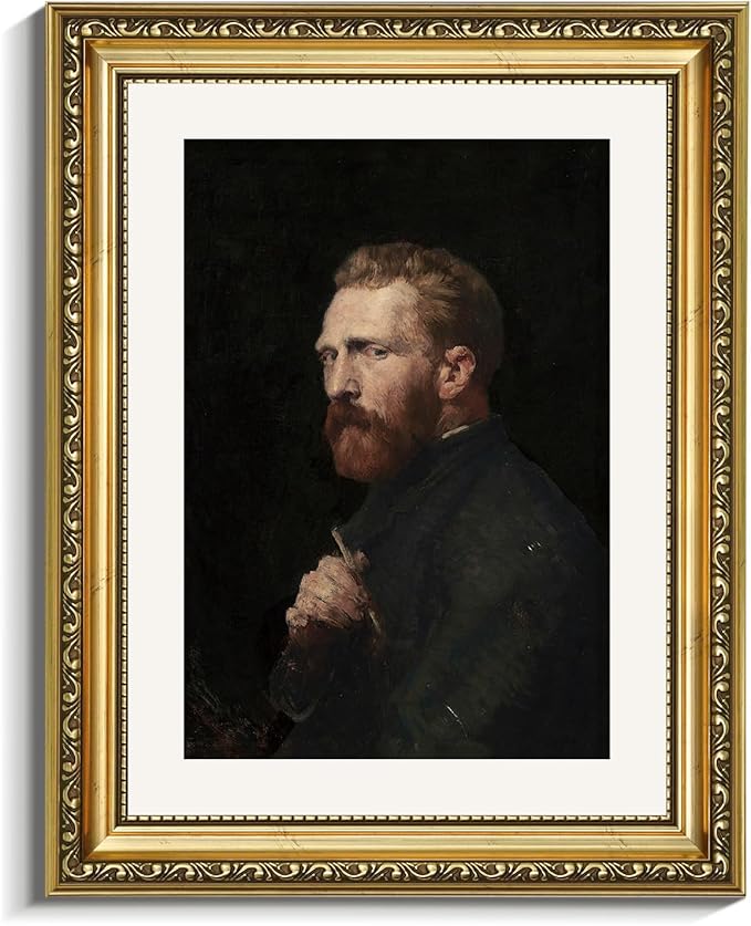 VIYYIEA Gold Framed Wall Art Canvas Print Home Decor Van Gogh Self Portrait Painting Wall Decor Classic Art Prints Artist Wall Pictures for Living Room Decor Gallery Office 11x14in