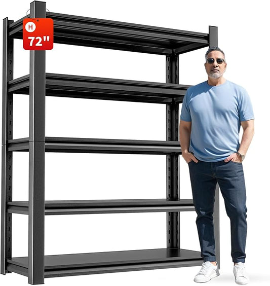 Storage Shelves Garage Shelving Heavy Duty - 72''H Garage Shelves Adjustable 5 Tier Metal Shelving Unit Storage Rack Shelving Industrial Utility Shelf 16" D x36 W x72 H