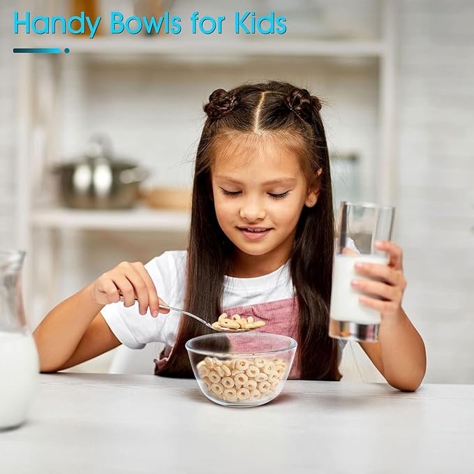 NUTRIUPS Glass Bowls Set Cereal Bowl Glass Salad Bowls Small Bowl for Kitchen (13oz-set of 6)