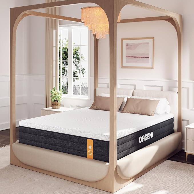 OhGeni 8 Inch Twin Size Mattress, Cooling Gel Memory Foam, Single Bed Mattresses in a Box, Cool Surface Touch, Medium,Ergonomic Support & Pressure Relief,CertiPUR-US Certified Foam, Designed in USA