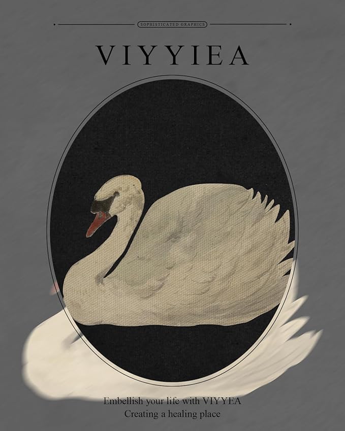 VIYYIEA Gold Framed Wall Art Canvas Print Home Decor Swan Wall Decorations Grace Swan Art Painting Pictures Rustic Bathroom Decor Farmhouse Prints Gift for Living Room Bedroom Kitchen Office 13x16in