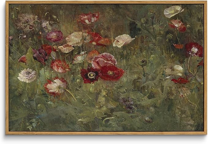 InSimSea Framed Canvas Wall Art, Vintage Decor, Classical Floral Scenic Oil Painting Canvas Prints, Rustic Wall Decor for Bedroom, Bathroom, Office, 16"x24"