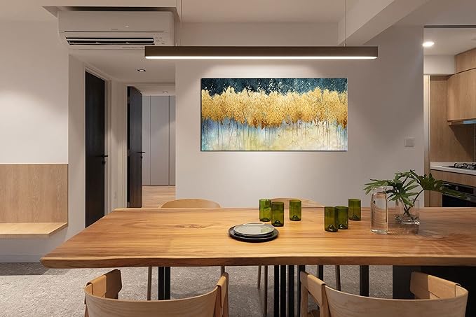 XXMWallArt FC2650 Canvas Wall Art Abstract Golden Forest Painting Modern Decor Abstract Canvas Prints for Living Room Bedroom Kitchen Home and Office Wall Decor