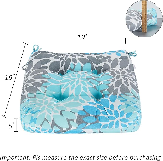 JMGBird Outdoor Chair Cushions, Pack of 2 Patio Seat/Back Cushions 19" x 19" with Ties for Patio Furniture Chairs Home Garden Decoration