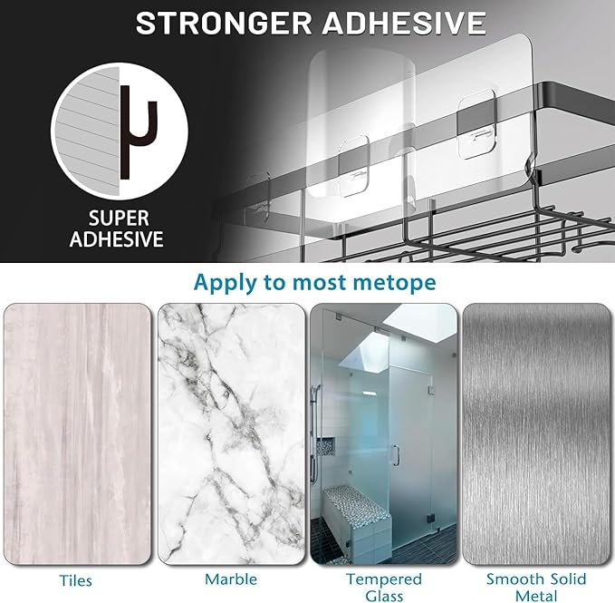 Moforoco 7 Pack Adhesive Shower Organizer Caddy Shelves Rack - Corner Bathroom Storage Organization, Home&Kitchen Decor Inside RV Accessories, Hanging House Apartment Camper Essentials