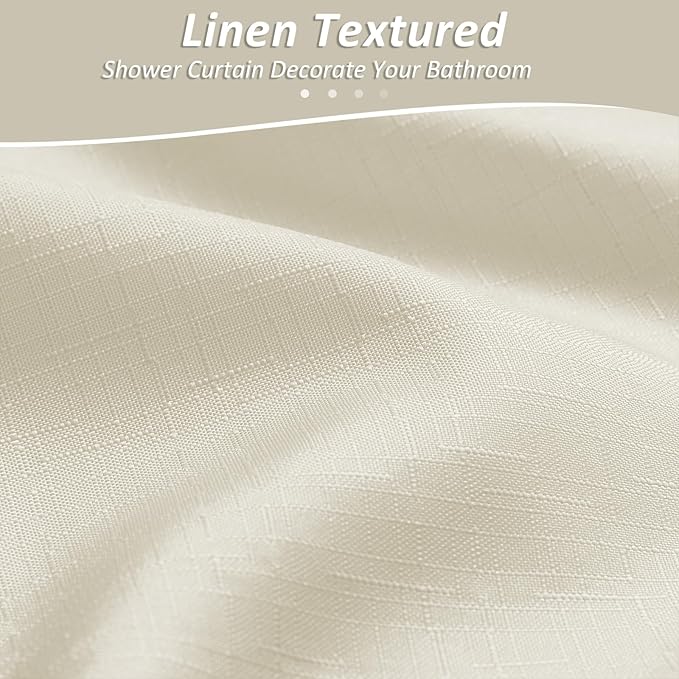 Naturoom Warm Beige Shower Curtains for Bathroom,Ombre Cloth Fabric Shower Curtain Set with 12 Hooks Denim Blue Bathroom Decor 72 x 72