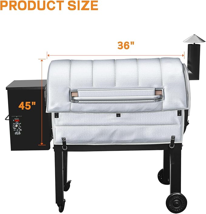 Insulation Blanket for Traeger pro 34 Series TFB65LZBC and Texas Elite 34 Series TFB88PZBO Wood Pellet Smoker Grill,BAC628 Pro 34 Insulation Blanket Grill Accessory for Winter Smoking,Silver