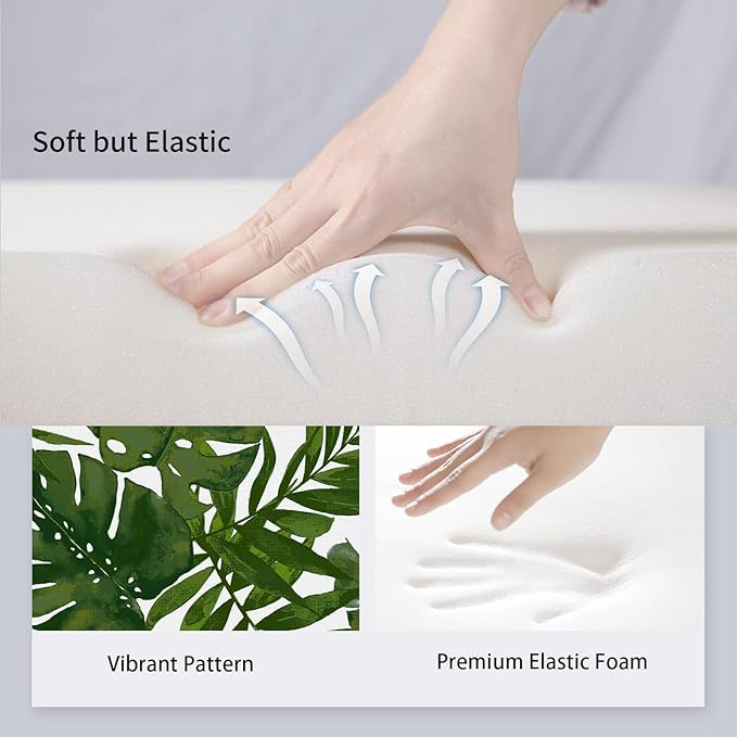 Set of 4 Outdoor Chair Cushions with Ties,Water Repellent Patio Chair Pads 17"x 16" for Outdoor Furniture,Round Corner Seat Cushions for Garden Yard Kitchen Palm Green