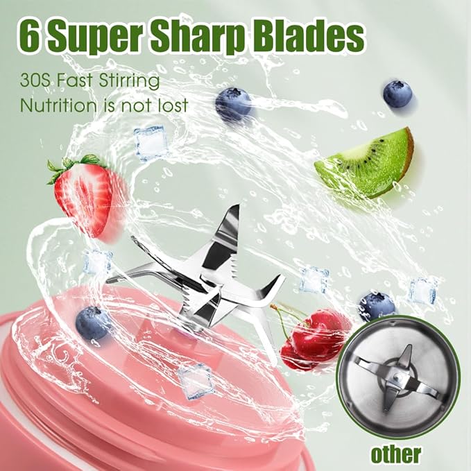 Portable Blender for Smoothies, Freshly Squeezed Juices, Milk shakes and Baby food, 20 oz BPA Free, Suitable for Outdoor Sports, Family, Travel. (pink)