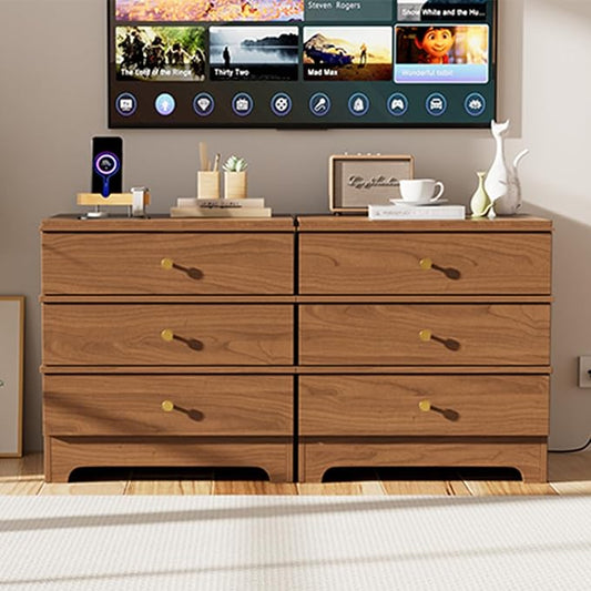 3 Drawer Nightstand with Charging Station,24" Farmhouse Night Stand & Modern Bedside Table, Wood End Table Storage Cabinet for Bedroom,Hallway,Entryway,Brown Set of 2