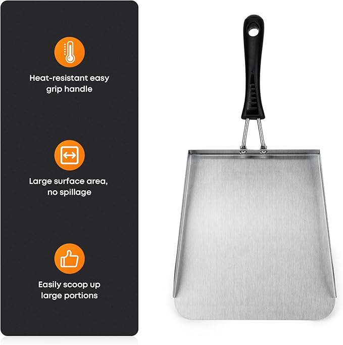 Stanbroil Stainless Steel Griddle Mover Smash Burger Food Shovel Grill Spatula Great for Stir Fry and Move Food, 13"