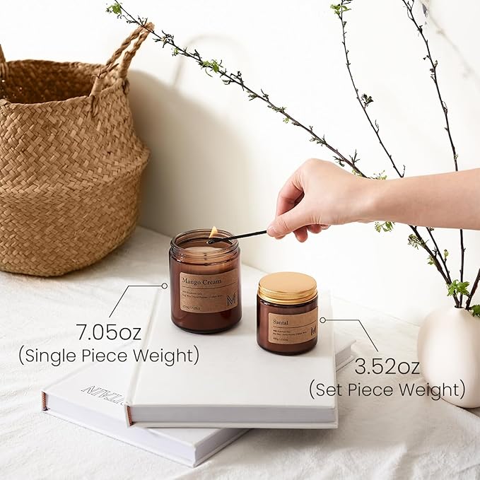 M&SENSE Lemon Vanilla Home Scented Candle for Relaxation, Gifting, Spa | 7.05oz Candle Gift for Birthday Housewarming Mother's Valentine Day