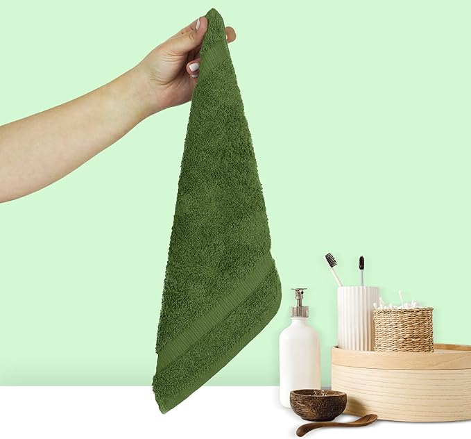 Chakir Turkish Linens Premium Cotton Absorbent Turkish Towels (Washcloths - 12 Piece, Moss)