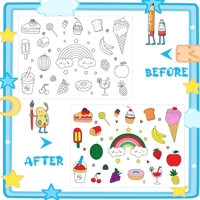 150 Pieces Disposable Paper Placemats Coloring Activity Sheets Paper Place Mats Bulk Dining Table Placemats Set 14.5*10 Sublimation Place Mat for Restaurant Christmas Party (Dinosaur Animal Dessert)
