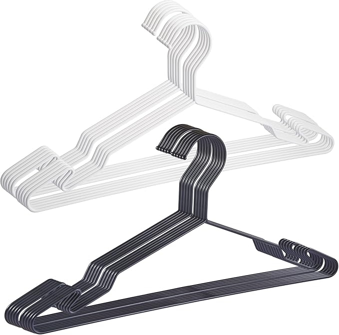 Luxurious Hanger Set Premium Metal Hangers with Unique Hook Design Durable & Sturdy Coat Hangers 3.2mm Thick Withstands 15lbs Weight Smooth Powder Coated Finish Compact Shirt Hangers - 40 Pack Black