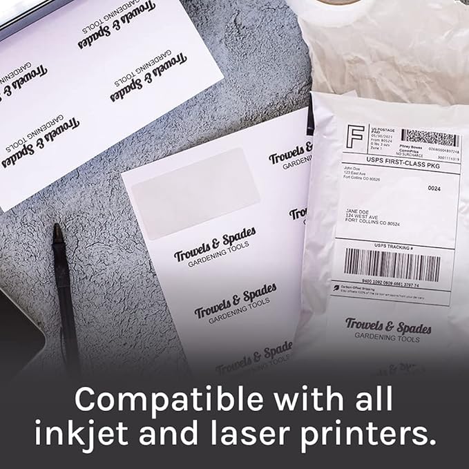 Premium Label Supply White Sticker Address Labels – 2" x 4" – Laser/Inkjet Compatible – (10 per Sheet), 100 Sheets – 1,000 Total Adhesive Labels