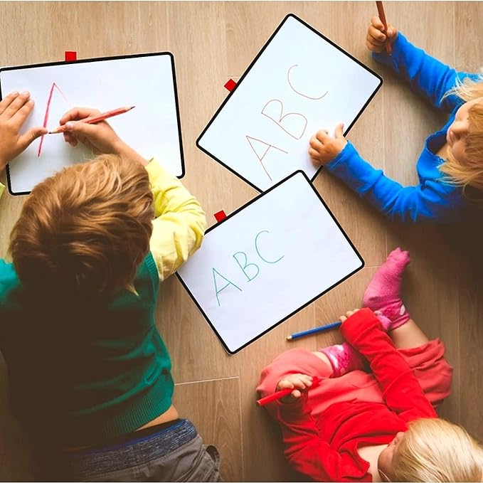 Portable Small White Board, 12" x 9" Magnetic Dry Erase Board with Stand, Desk Whiteboard for Kids Drawing, Comes with 1 Marker with Eraser for Clear, (Black)