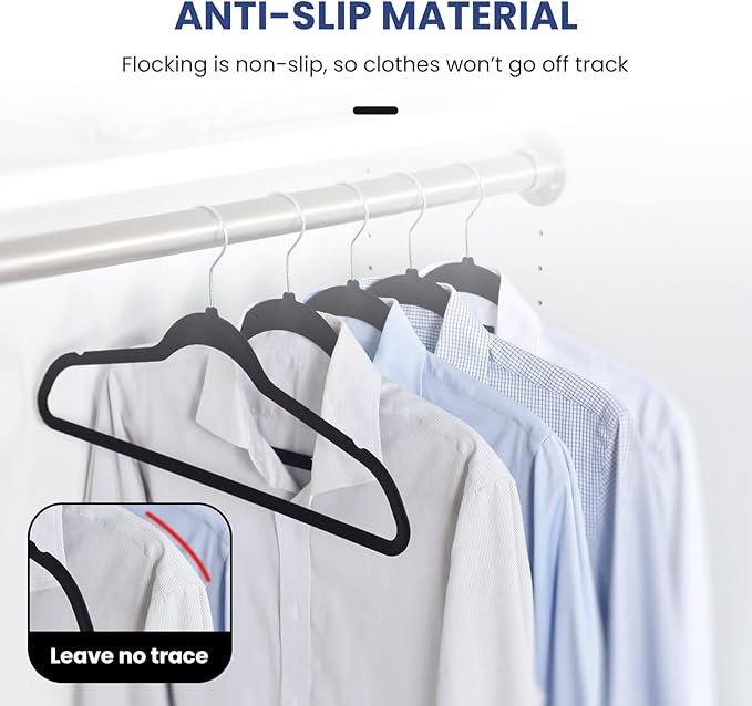 Jiang&Rong 60 Pack Black Velvet Hangers, Ultra Thin Space Saving Non-Slip Clothes Hanger, No Shoulder Bumps Suit Hangers for Sweaters, Jackets, Pants, Dresses & Shirts, Heavy Duty Velvet Coat Hanger