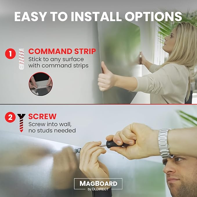 Diamond Life Magnetic Board - Memo & Vision Board for Home, Office, and Classroom - Magnet Board for Kids - Pre-drilled Mounting Screws Included (Silver 24"x48")