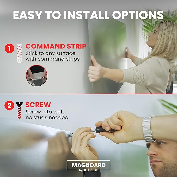 Diamond Life Magnetic Board - Memo & Vision Board for Home, School & Office - Magnet Board for Kids - Pre-drilled Mounting Screws Included (Stainless Steel 24"x48")