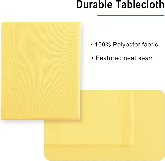Hiasan Waterproof Tablecloth Rectangle - Washable Fabric Table Cloth for Dining Room Kitchen Birthday Party and Outdoor Use, Yellow, 54 x 108 Inch