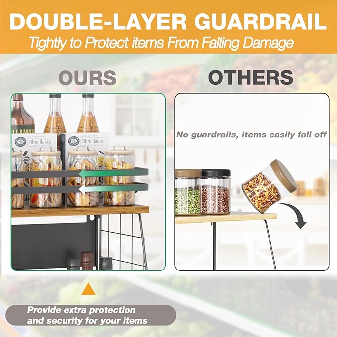 Magnetic Shelf for Fridge with Wood Lid, Large Capacity Wire Basket Magnetic Spice Rack for Refrigerator Kitchen Storage Bin for Fruit, Onion, Potatoes, Storage Organizer for Counter & Cabinet, Black