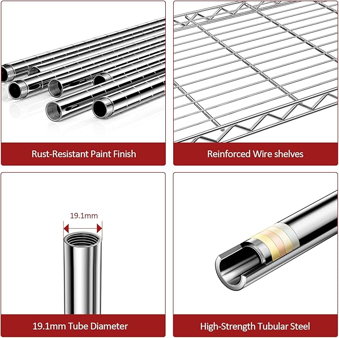 IZEUK 3-Tier Heavy Duty Steel Storage Shelves, Metal Shelf Wire Shelving Rack for Pantry, Kitchen, Home or Office Organization (29.5" W x 13.8" D x 35.5" H, 750LBS, Black)