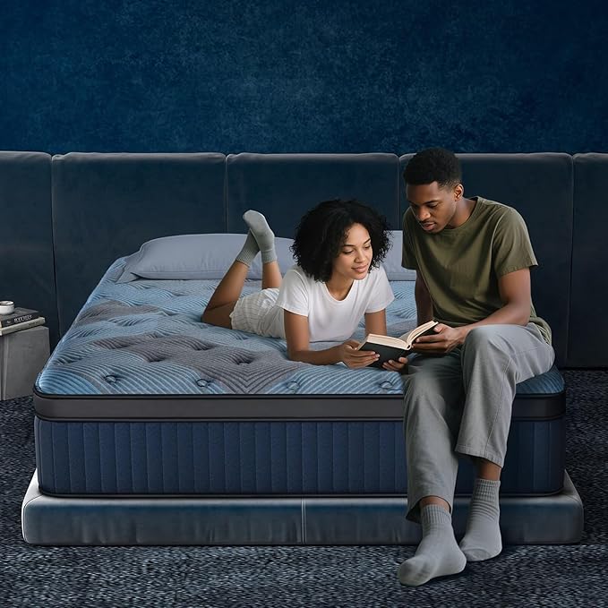 14 Inch Queen Size Mattress in a Box, Medium Firm Hybrid with Lumbar Foam and Zoned Pocket Springs for Pressure Relief and Edge Support