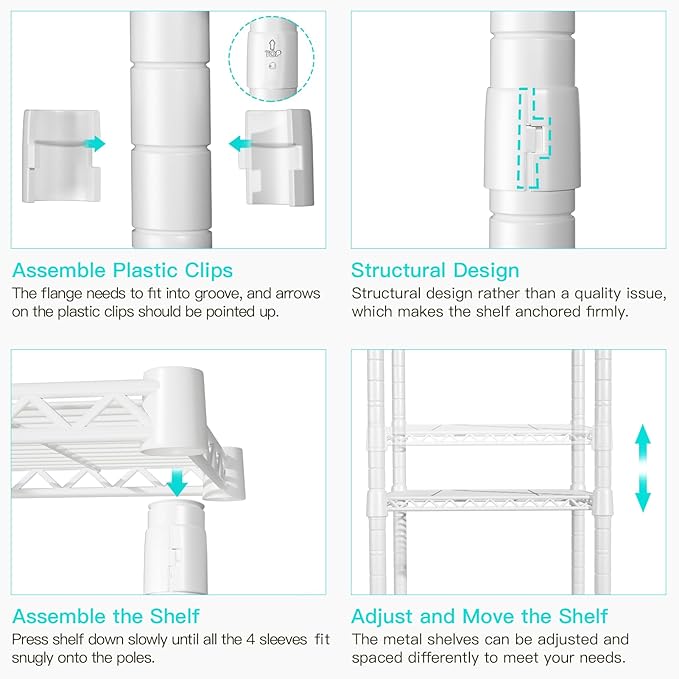 Ulif F1 Garment Rack for Kids, Baby, Students, and Children's Room, 4 Tiers Freestanding and Portable Heavy Duty Closets, Small Metal Clothes Rack with 2 Hanging Rod, 31.2" W x 11.8" D x 48" H, White