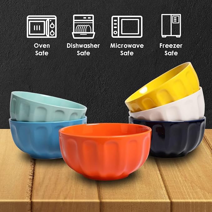 amhomel 6-Piece 24 Ounce Ceramic Soup/Cereal/Rice/Dessert Bowls, Lead-Free, Dishwasher & Microwave Safe