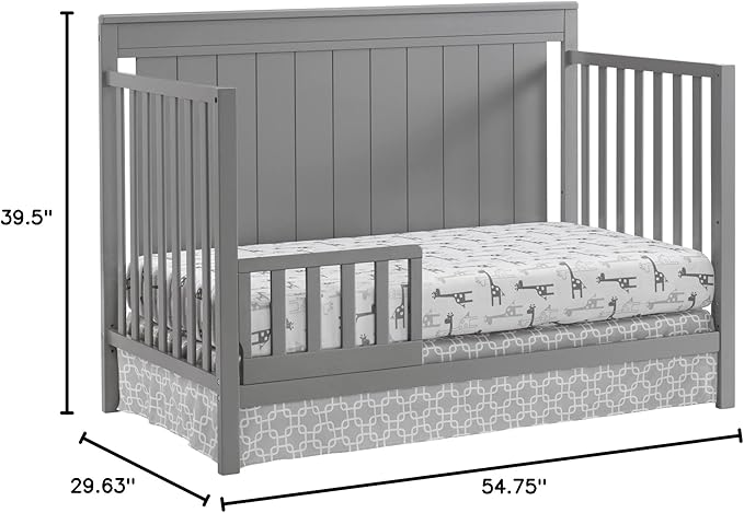 Oxford Baby Lazio 4-in-1 Convertible Crib, Dove Gray, GreenGuard Gold Certified