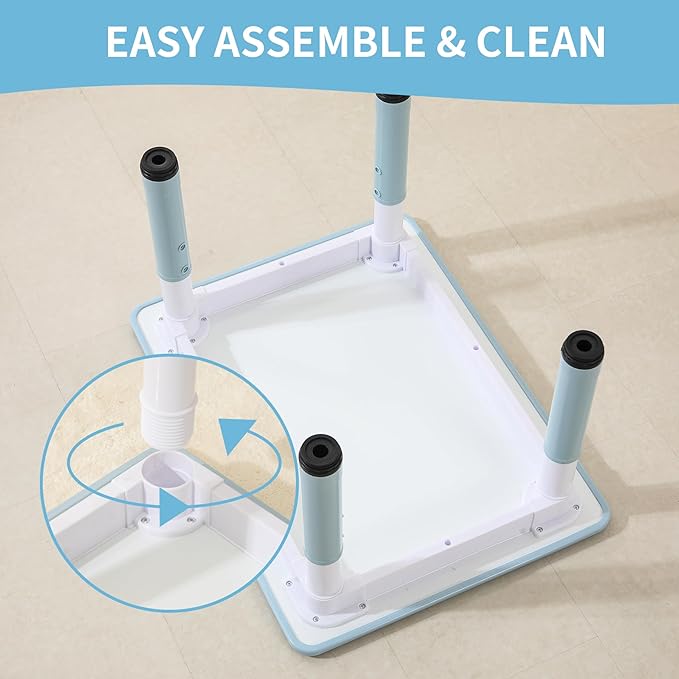 Toddler Table and 2 Chairs, Height-Adjustable Kids Table and Chairs Set, 31.5''L x 23.6''W Children Activity for Boys and Girls Aged 3-8