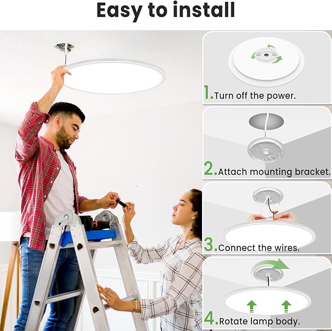 zemty 20 inch LED Flush Mount Ceiling Light, 50W 5000lm Large Light Fixture, 3 Color Temperature in One 3000k 4500k 6000K Round Modern Ceiling Lamp for Bedroom Kitchen Dining Room (White)