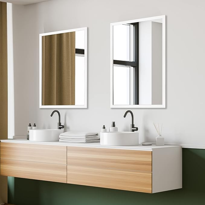BOMINICA Rectangular Wall Mirror 24” x 36” Bathroom Mirror Framed Wall Mirror for Living Room, Vanity, White
