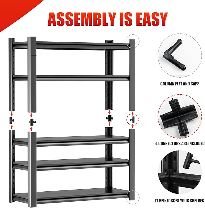 Storage Shelves Garage Shelving Heavy Duty - 72''H Garage Shelves Adjustable 5 Tier Metal Shelving Unit Storage Rack Shelving Industrial Utility Shelf 16" D x36 W x72 H