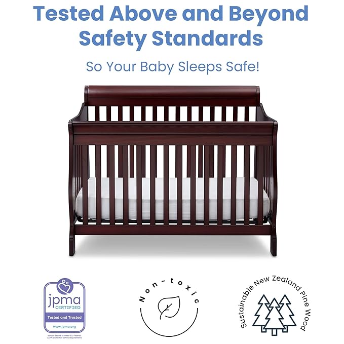 Delta Children Canton 4-in-1 Convertible Crib - Easy to Assemble, Espresso Cherry