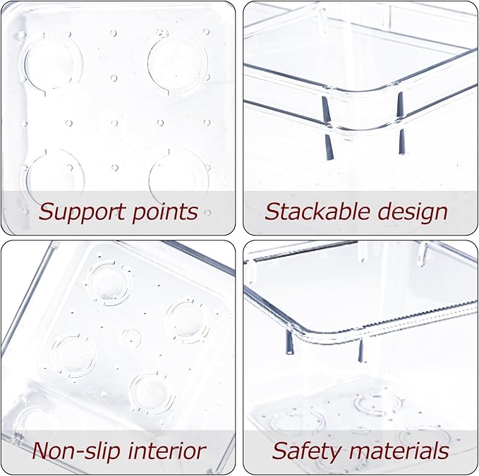 4 PCS Clear Plastic Drawer Organizer, Desk Drawer Divider Organizers and Storage Bins for Makeup, Jewelry, Gadgets for Kitchen, Bedroom, Bathroom, Office (9.0"x3.0"x2.2")