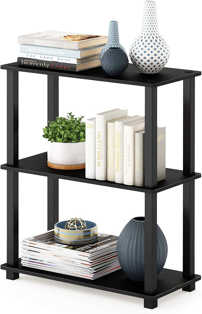 Furinno Turn-S-Tube 3-Tier Compact Multipurpose Shelf 2-Pack Americano/Black