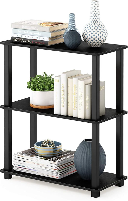 Furinno Turn-S-Tube 3-Tier Compact Multipurpose Shelf Display Rack with Square Tube, Americano/Black