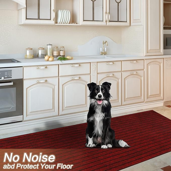 2' x 2' Runner Rugs with Rubber Backing, Indoor Outdoor Utility Carpet Runner Rugs, Stripe Red, Can Be Used as Aisle for The RV and Boat, Laundry Room and Balcony