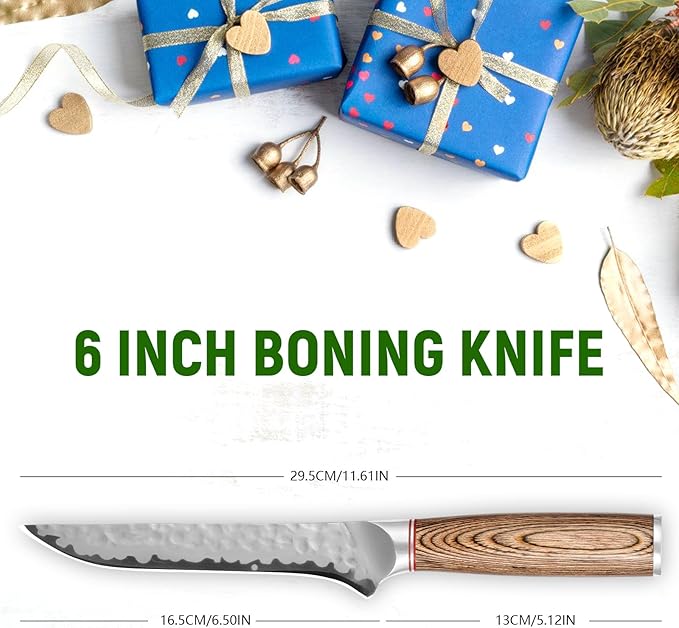 6 IN Boning Knife, Japanese Sharp Fillet Knife Professional Trimming Knife with Rosewood Handle and Gift Box