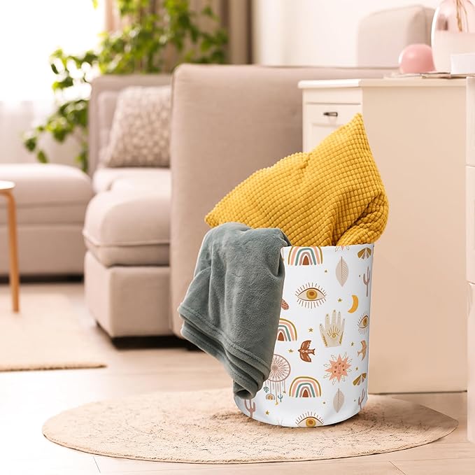 Laundry Hamper, Boho Moon Star Sun Mystical Laundry Basket,Waterproof Foldable Storage Bin for Bedroom,Clothes Organizer Basket,Toys Box 16x20 Inch