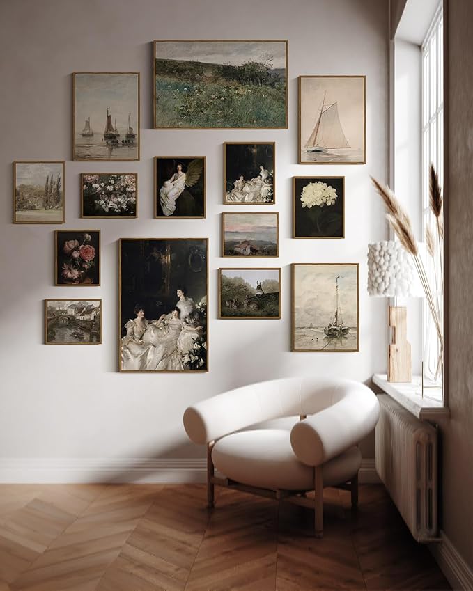 InSimSea Framed Canvas Wall Art Vintage Decor, Rustic Wall Art Room Decor, Classical Paintings Farmhouse Large Prints for Home Kitchen Bathroom Decoration, 16"x24"