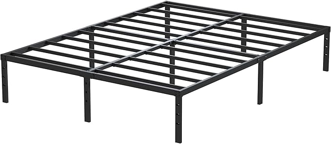 14 Inch Full Size Bed Frame No Box Spring Needed, Heavy Duty Metal Platform Bed Frame Full Support Up to 3000 lbs, Easy Assembly, Noise Free, Black